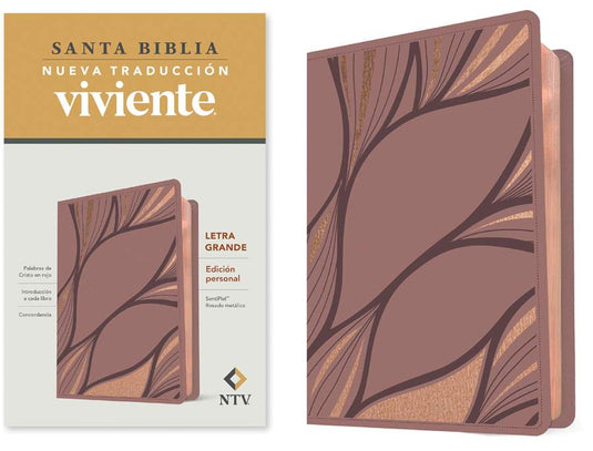 Santa Biblia NTV, Edición personal, Letra Grande, imitación piel rosado metálico