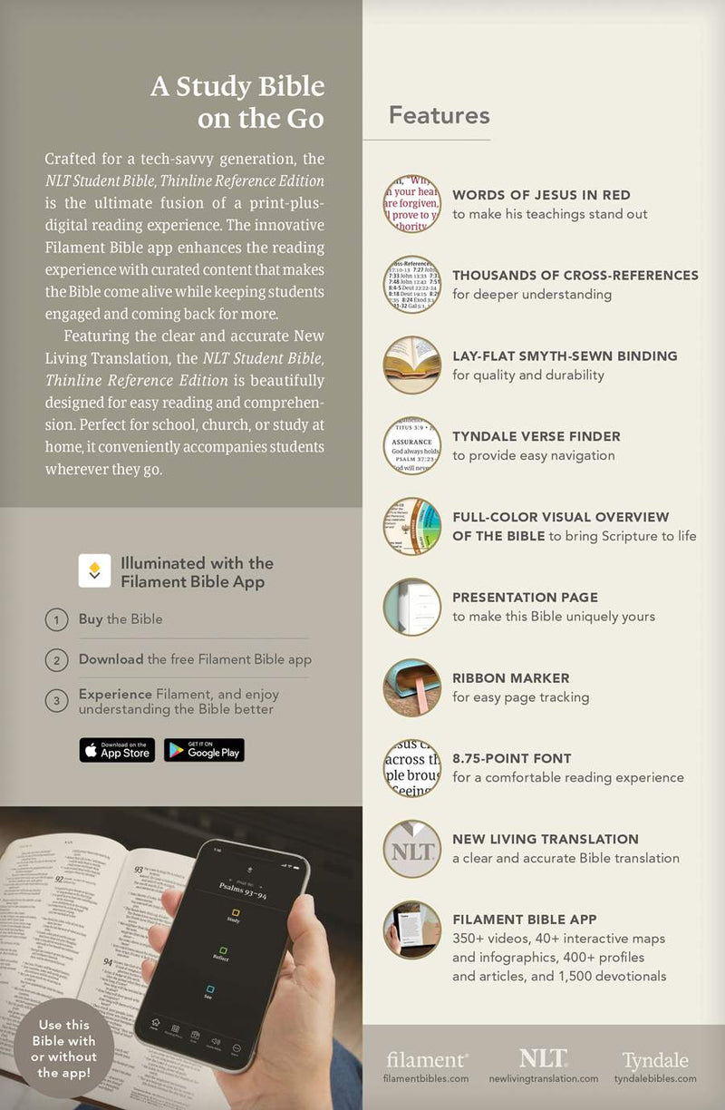 Cargue la imagen en el visor de la galería, NLT Student Bible, Thinline Reference, Filament Enabled
