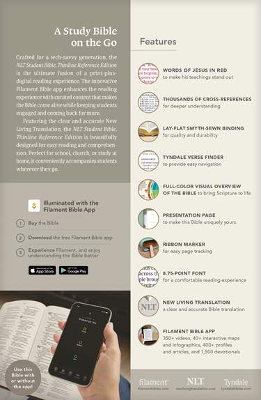 NLT Student Bible, Thinline Reference, Filament Enabled