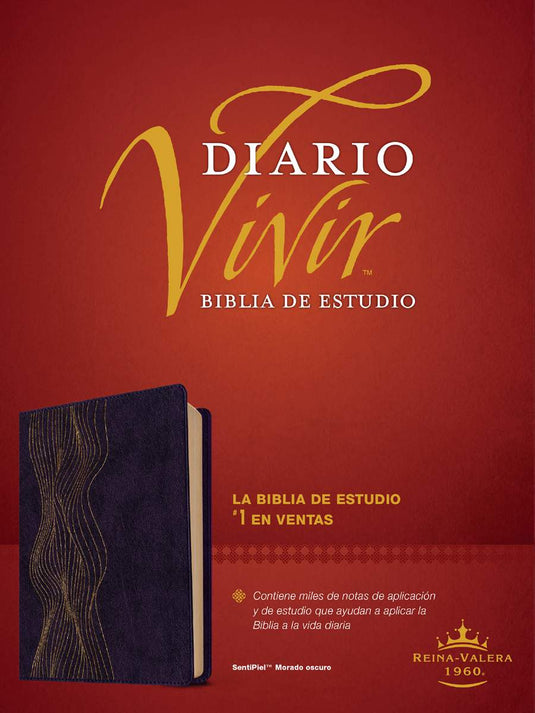 Biblia de estudio del Diario Vivir RVR 1960, imitación piel morado oscuro