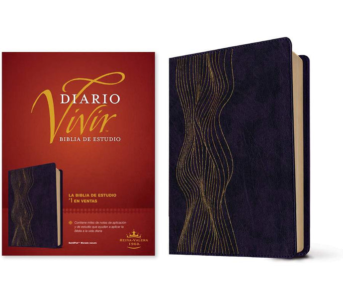 Biblia de estudio del Diario Vivir RVR 1960, imitación piel morado oscuro