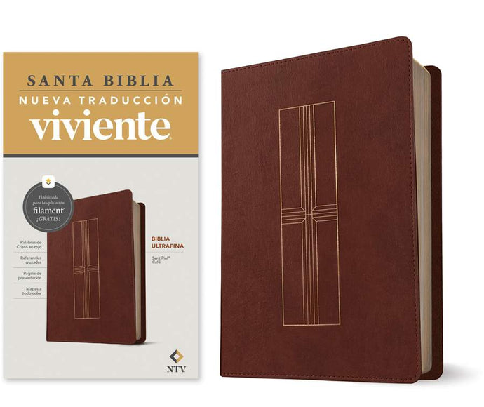 Biblia ultrafina NTV, con Filament, imitación piel café