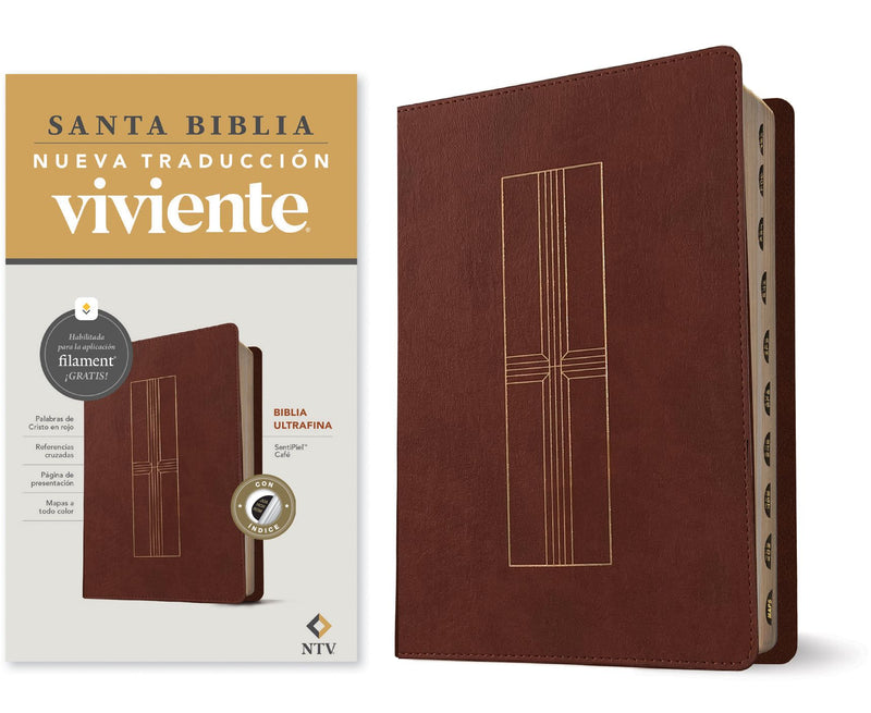 Cargue la imagen en el visor de la galería, Biblia ultrafina NTV, con Filament, con índice, SentiPiel café
