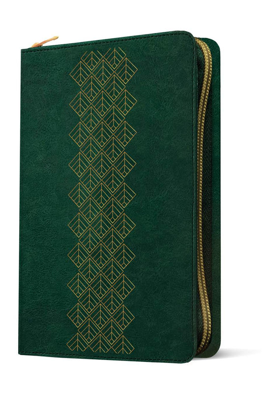 Biblia ultrafina NTV, con Filament, Cierre zíper, imitación piel verde esmeralda