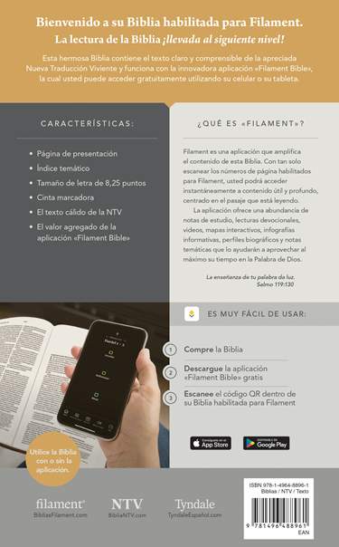 Cargue la imagen en el visor de la galería, Biblia NTV con Filament valor premium, SentiPiel café
