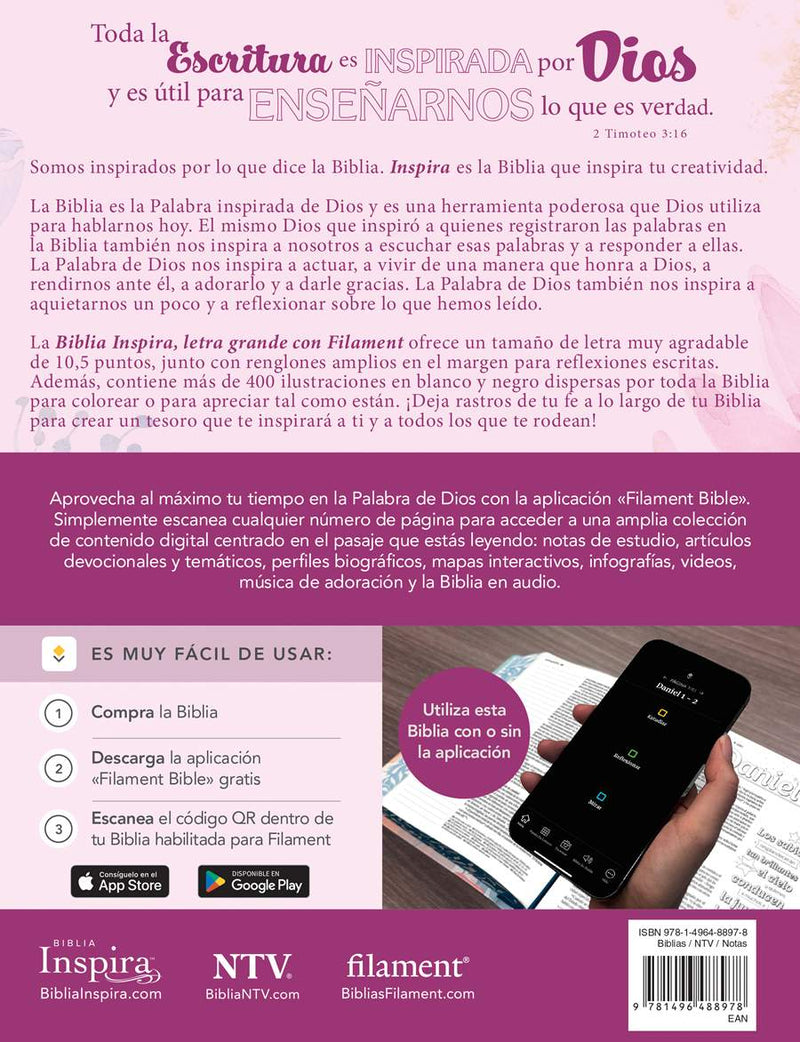 Cargue la imagen en el visor de la galería, Biblia Inspira con Filament NTV, Letra Grande (SentiPiel Primaveral)
