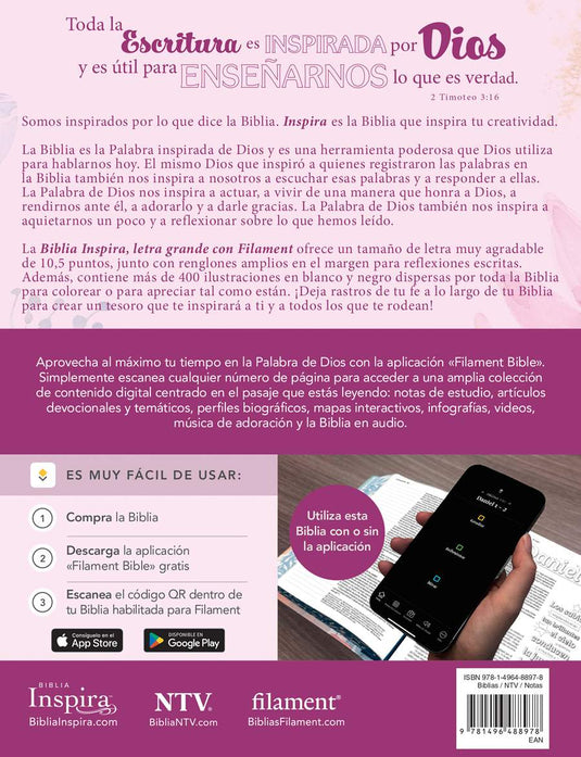 Biblia Inspira con Filament NTV, Letra Grande (SentiPiel Primaveral)