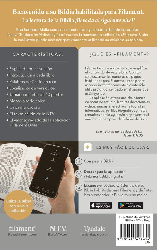 Biblia compacta NTV, con Filament, Letra Gigante, SentiPiel turquesa floral