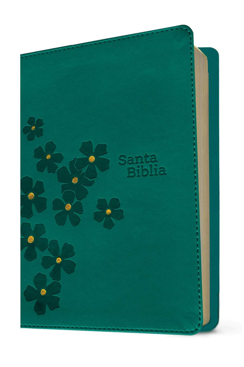 Cargue la imagen en el visor de la galería, Biblia compacta NTV, con Filament, Letra Gigante, SentiPiel turquesa floral
