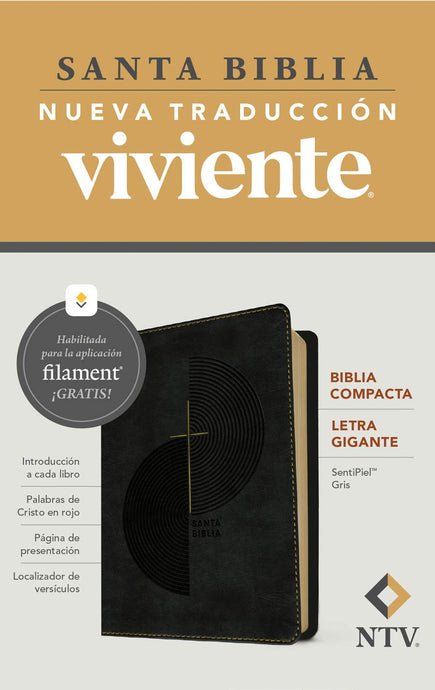 Biblia compacta NTV, con Filament, Letra Gigante, SentiPiel gris