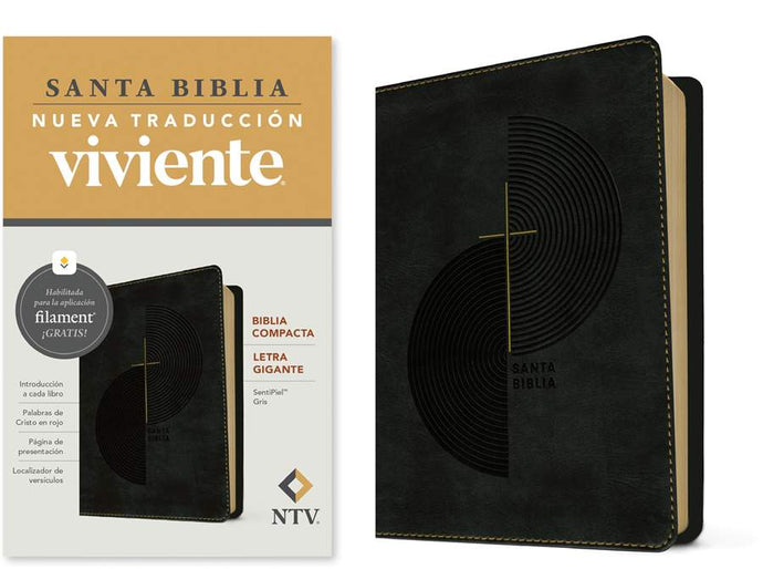 Biblia compacta NTV, con Filament, Letra Gigante, SentiPiel gris