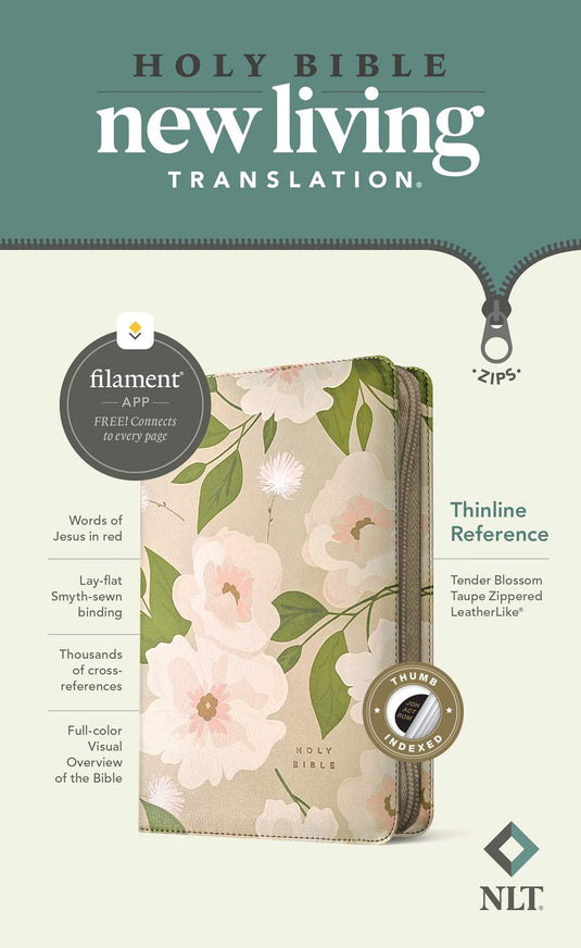 NLT Thinline Reference Zipper Bible, Filament Enabled