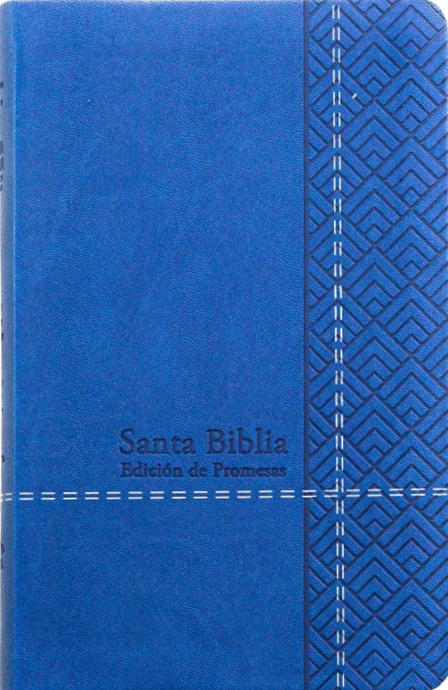 Biblia de Promesas RVR 1960, Tamaño Manual, Letra Grande, piel especial azul