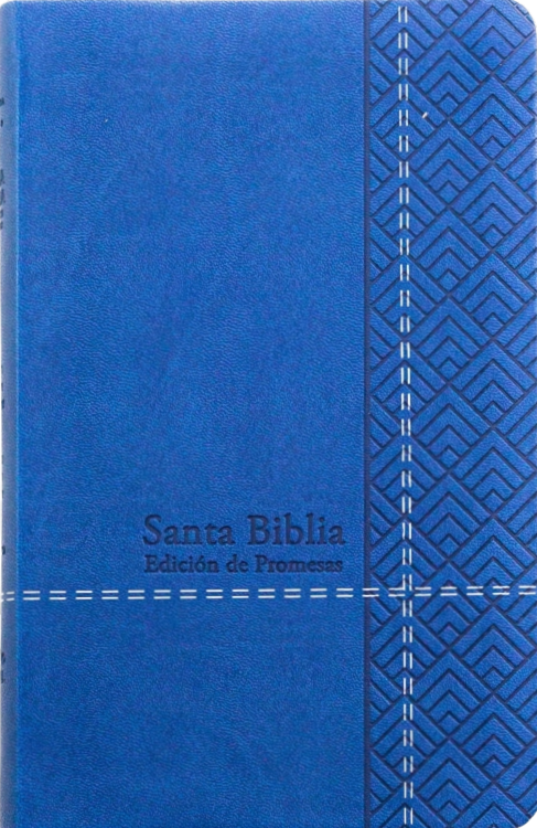 Biblia de Promesas RVR 1960, Tamaño Manual, Letra Grande, piel especial azul