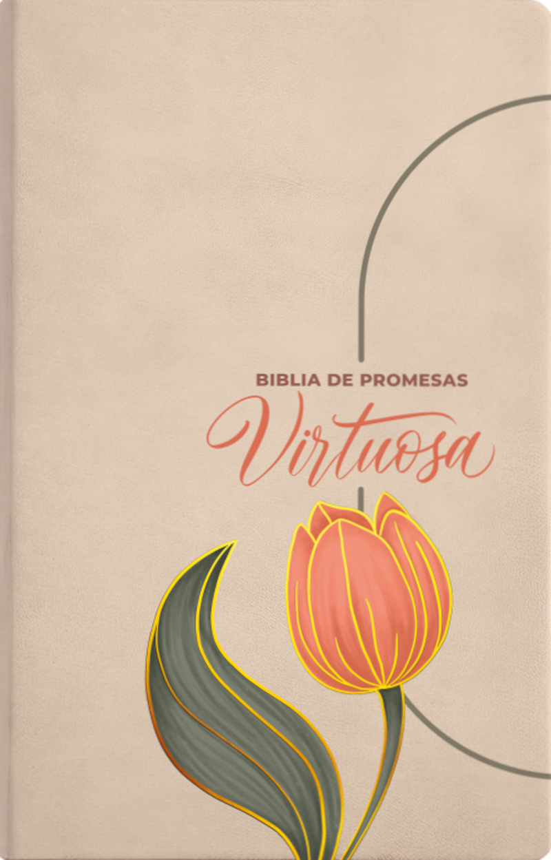 Cargue la imagen en el visor de la galería, Biblia de Promesas Devocional Virtuosa RVR 1960, Virtuosa, Letra Gigante, piel especial crema Tulipán
