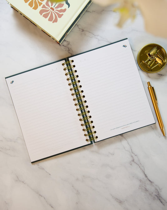 Libreta tapa dura verde Flor