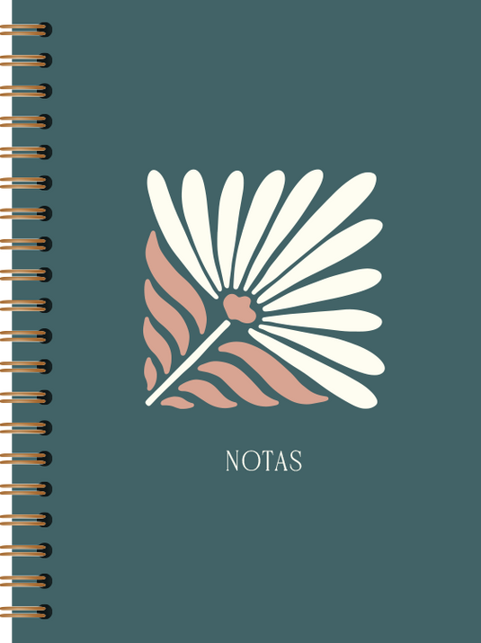 Libreta tapa dura verde Flor