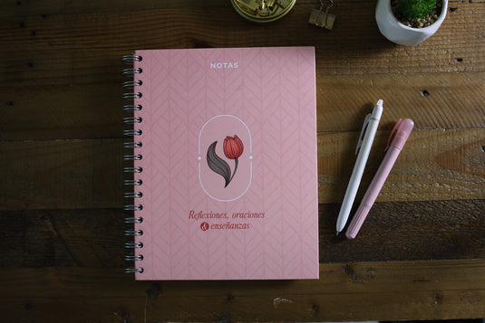 Libreta reflexiones, oraciones y enseñanzas, tapa dura rosa