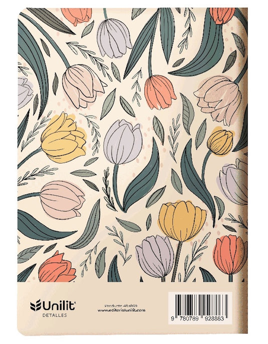 Libreta reflexiones, oraciones y enseñanzas, tapa rústica flores