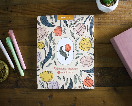 Libreta reflexiones, oraciones y enseñanzas, tapa rústica flores