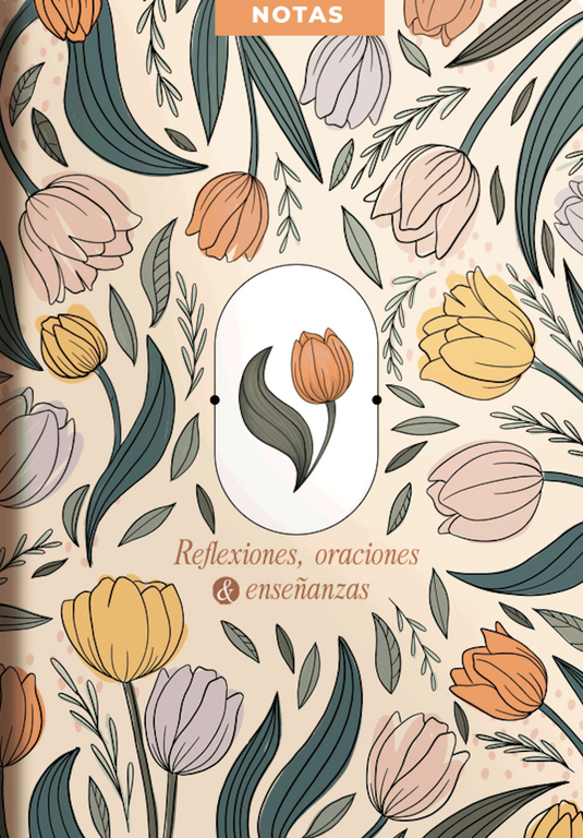 Libreta reflexiones, oraciones y enseñanzas, tapa rústica flores
