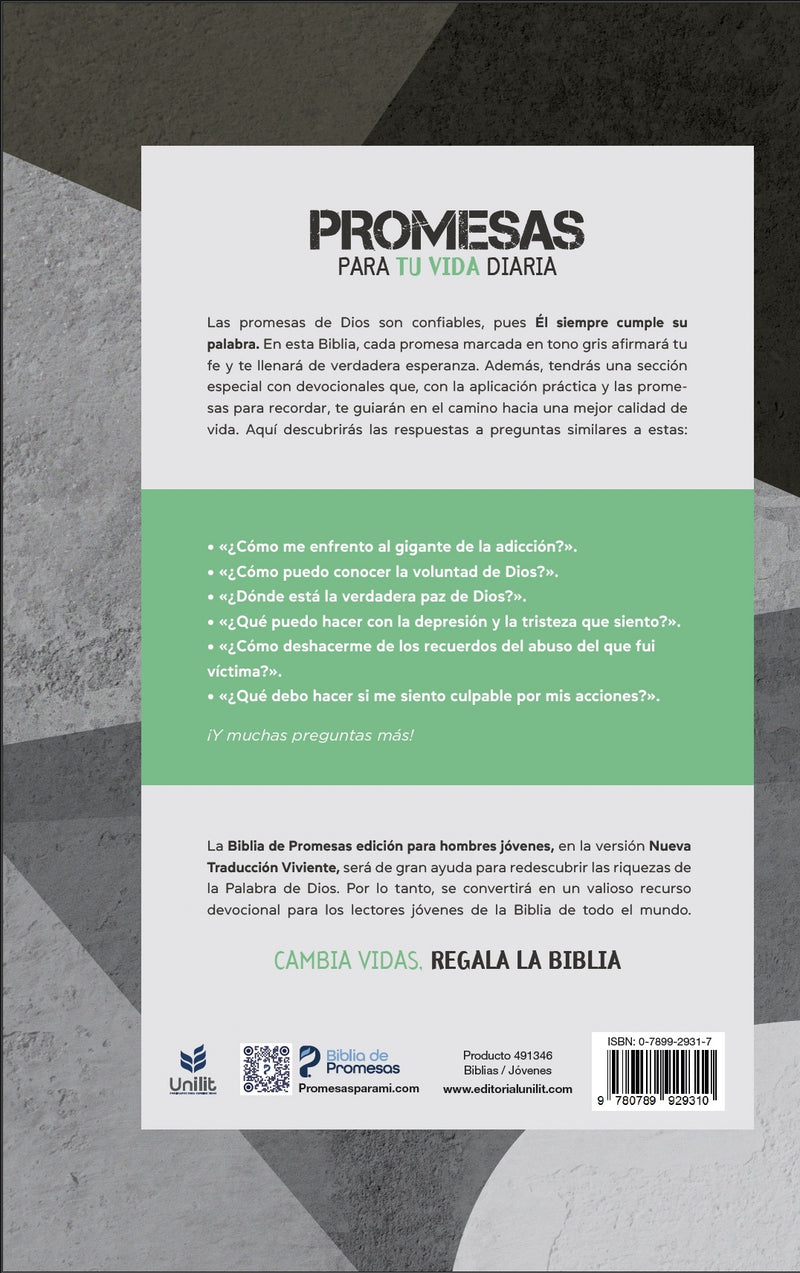 Cargue la imagen en el visor de la galería, Biblia de promesas edición para hombres jóvenes NTV, tapa dura
