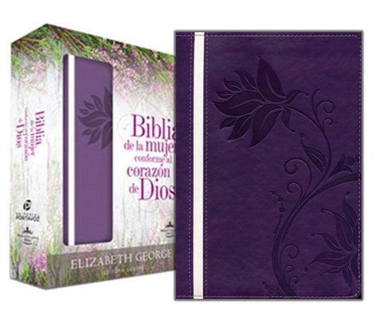 Biblia de la mujer conforme al corazón de Dios RVR 1960, imitación piel morada