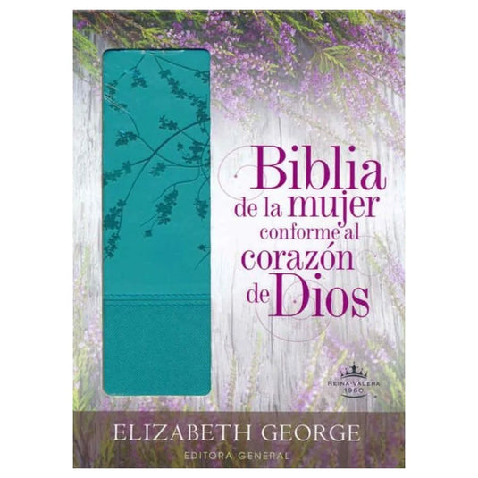 Biblia de la Mujer Conforme al Corazón de Dios RVR 1960, imitación piel aqua