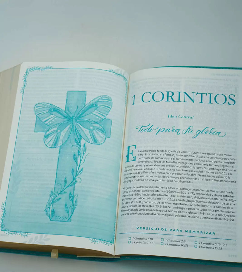 Cargue la imagen en el visor de la galería, Biblia devocional Mujer Verdadera NBLA, Letra Grande,  imitación piel aqua
