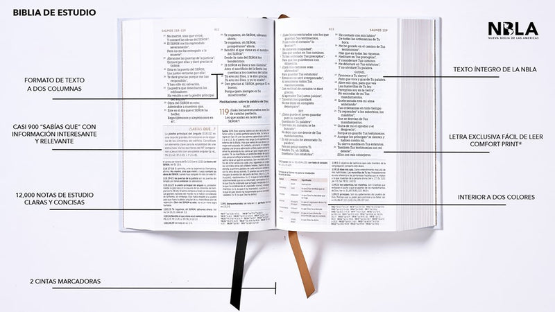 Cargue la imagen en el visor de la galería, Biblia de Estudio NBLA, Interior a dos colores,Tapa dura, Comfort Print
