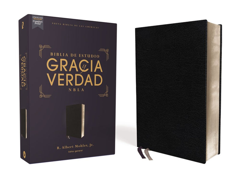 Cargue la imagen en el visor de la galería, Biblia de Estudio Gracia y Verdad NBLA, imitación piel negro, Interior a dos colores
