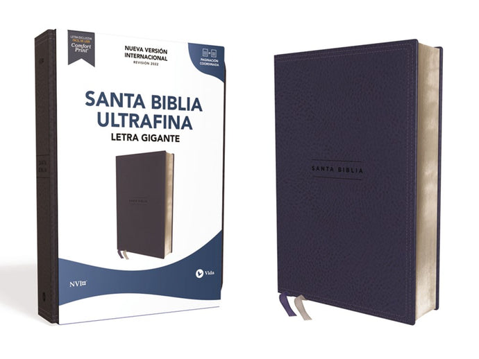 Santa Biblia NVI, Revisión 2022, Ultrafina, Letra Gigante, Leathersoft Azul marino