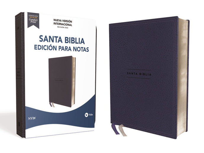 Santa Biblia NVI, Revisión 2022, Edición para notas, Leathersoft Azul marino