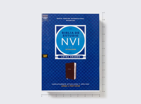 Biblia de Estudio actualizada NVI, Revisión 2022, Letra Grande, con índice, imitación piel café