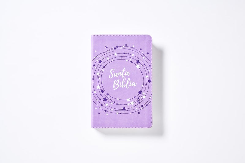 Cargue la imagen en el visor de la galería, Biblia para niños NVI, Revisión 2022, imitación piel lavanda estrellas
