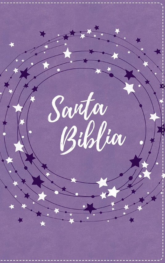 Biblia para niños NVI, Revisión 2022, imitación piel lavanda estrellas