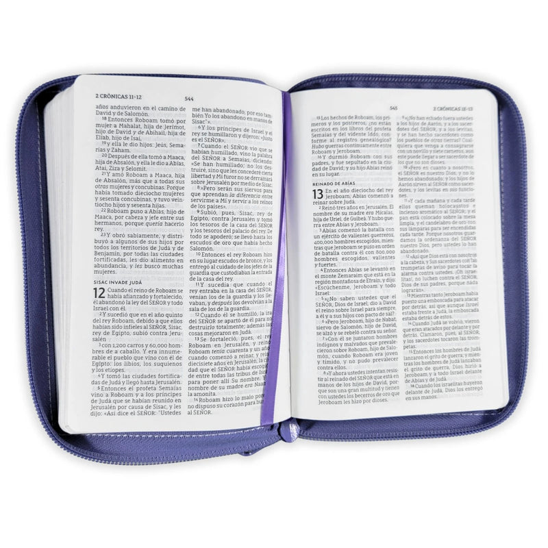 Cargue la imagen en el visor de la galería, Biblia de Bolsillo NBLA, Cierre zíper, imitación piel morada
