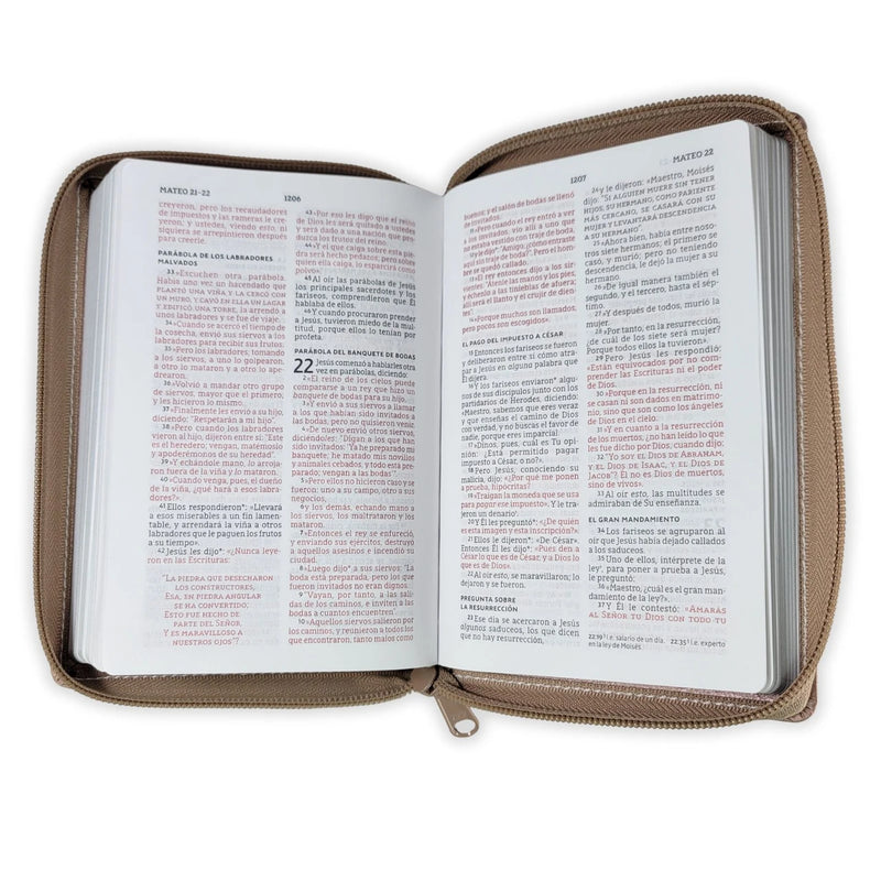 Cargue la imagen en el visor de la galería, Biblia de Bolsillo NBLA, Cierre zíper, imitación piel oro rosa
