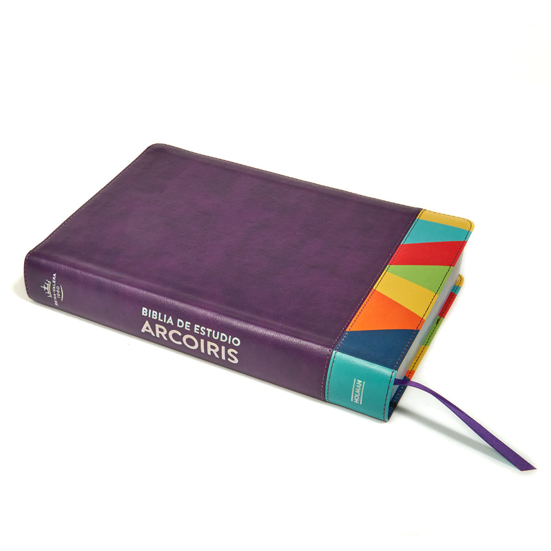 Cargue la imagen en el visor de la galería, Biblia de Estudio Arcoíris RVR 1960, símil piel morado/multicolor
