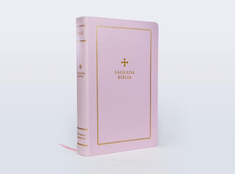 Cargue la imagen en el visor de la galería, Biblia Católica Regalos y Ceremonias, piel reciclada rosado

