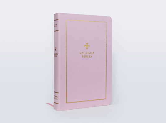 Biblia Católica Regalos y Ceremonias, piel reciclada rosado
