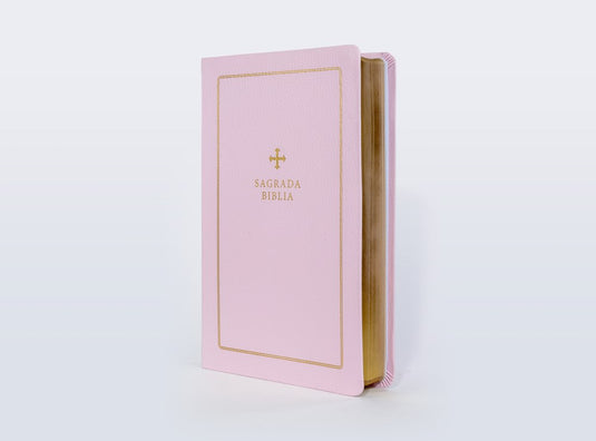 Biblia Católica Regalos y Ceremonias, piel reciclada rosado