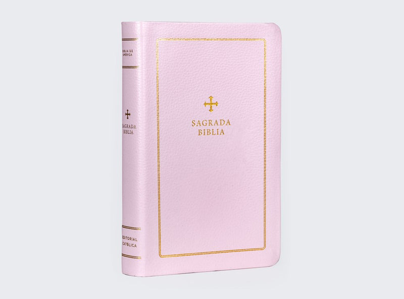 Cargue la imagen en el visor de la galería, Biblia Católica Regalos y Ceremonias, piel reciclada rosado
