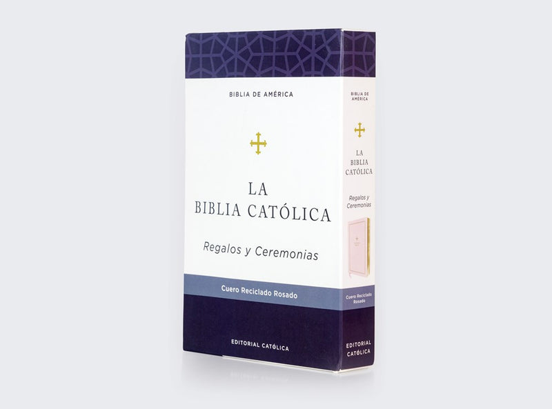 Cargue la imagen en el visor de la galería, Biblia Católica Regalos y Ceremonias, piel reciclada rosado
