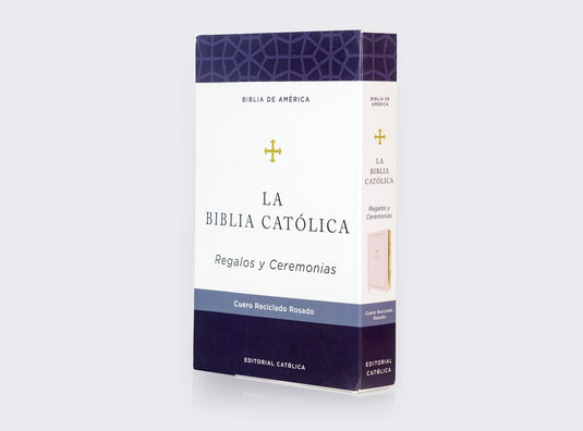 Biblia Católica Regalos y Ceremonias, piel reciclada rosado