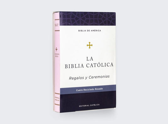 Biblia Católica Regalos y Ceremonias, piel reciclada rosado