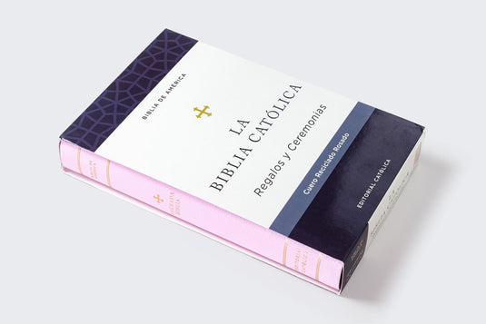 Biblia Católica Regalos y Ceremonias, piel reciclada rosado