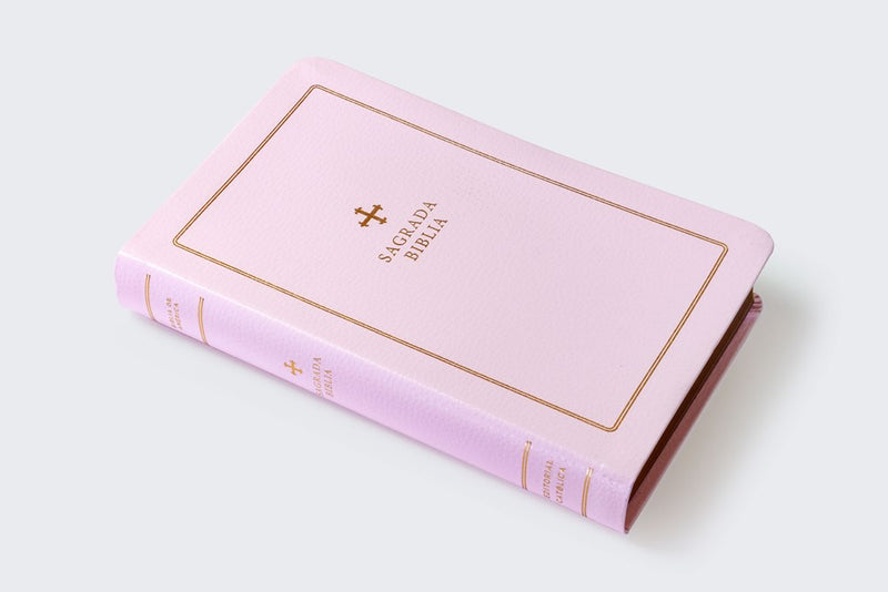 Cargue la imagen en el visor de la galería, Biblia Católica Regalos y Ceremonias, piel reciclada rosado
