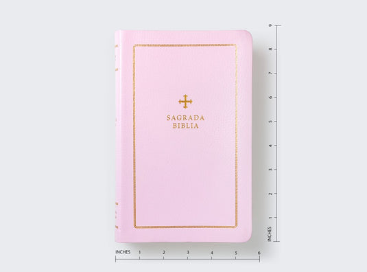 Biblia Católica Regalos y Ceremonias, piel reciclada rosado