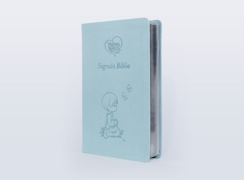 Cargue la imagen en el visor de la galería, Biblia Católica, Precious Moments™, Leathersoft, Azul celeste, Comfort Print
